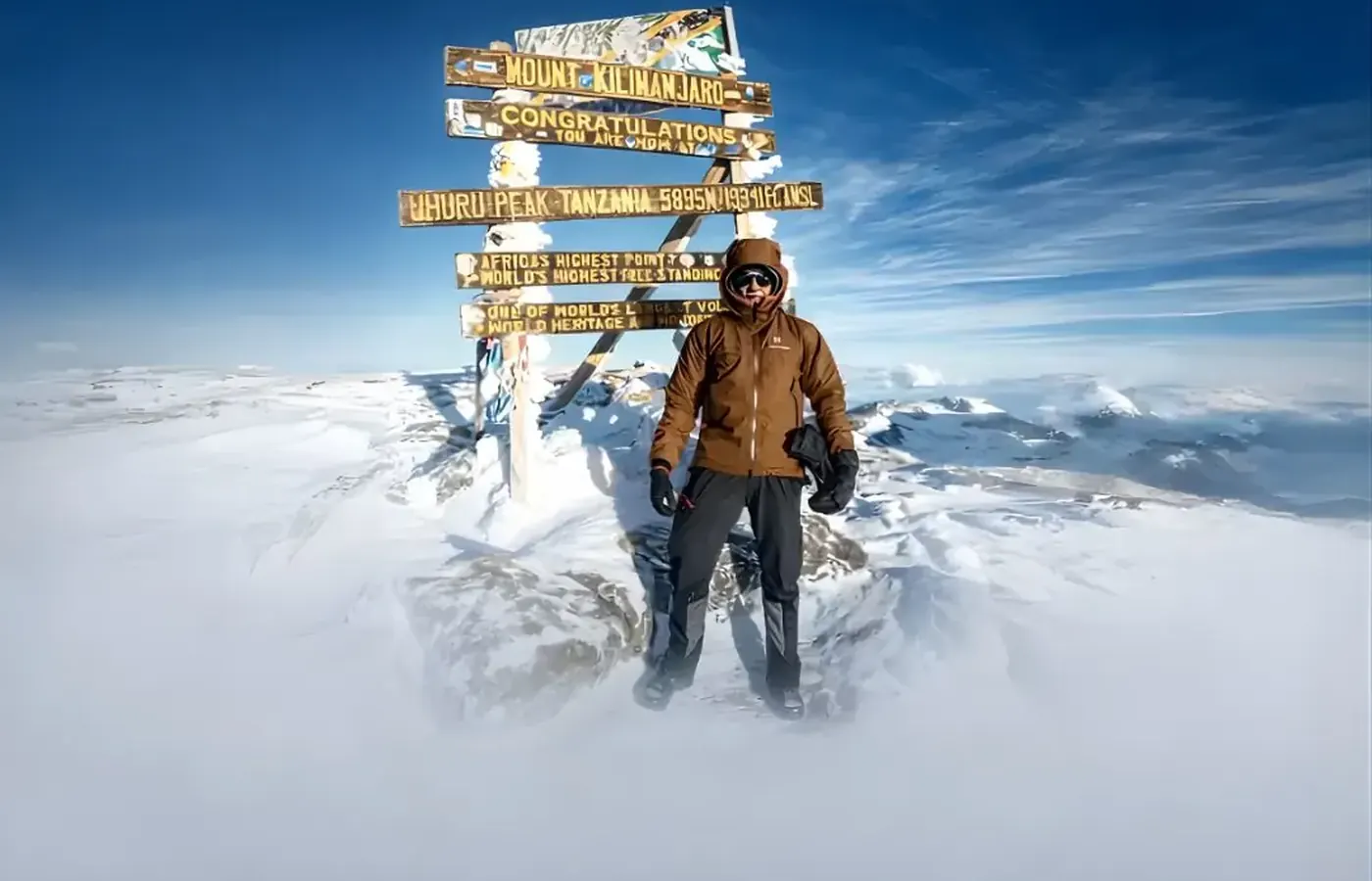 Climbers at a Kilimanjaro mountain camp