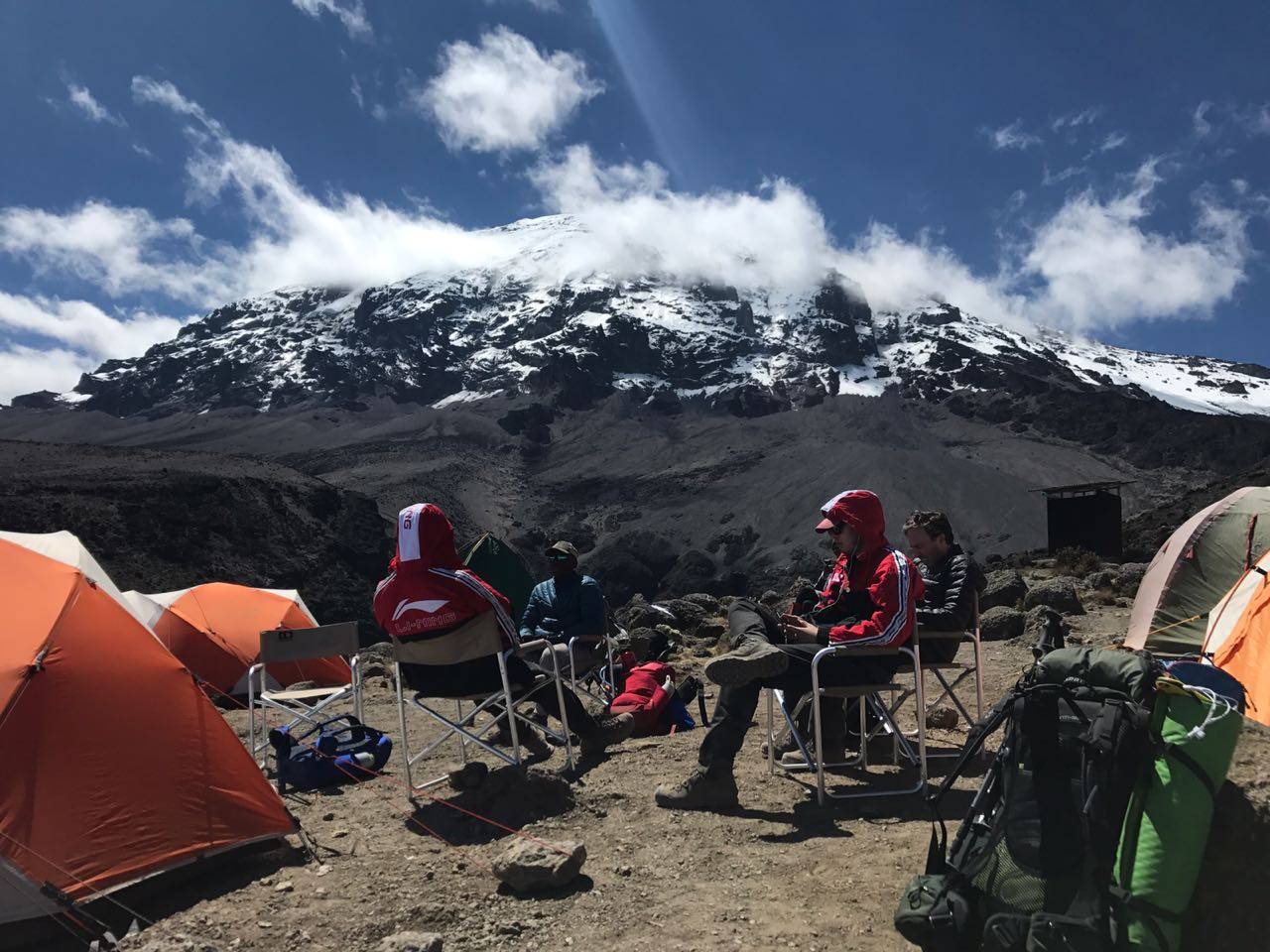 Small group sharing Climbing in Kilimanjaro