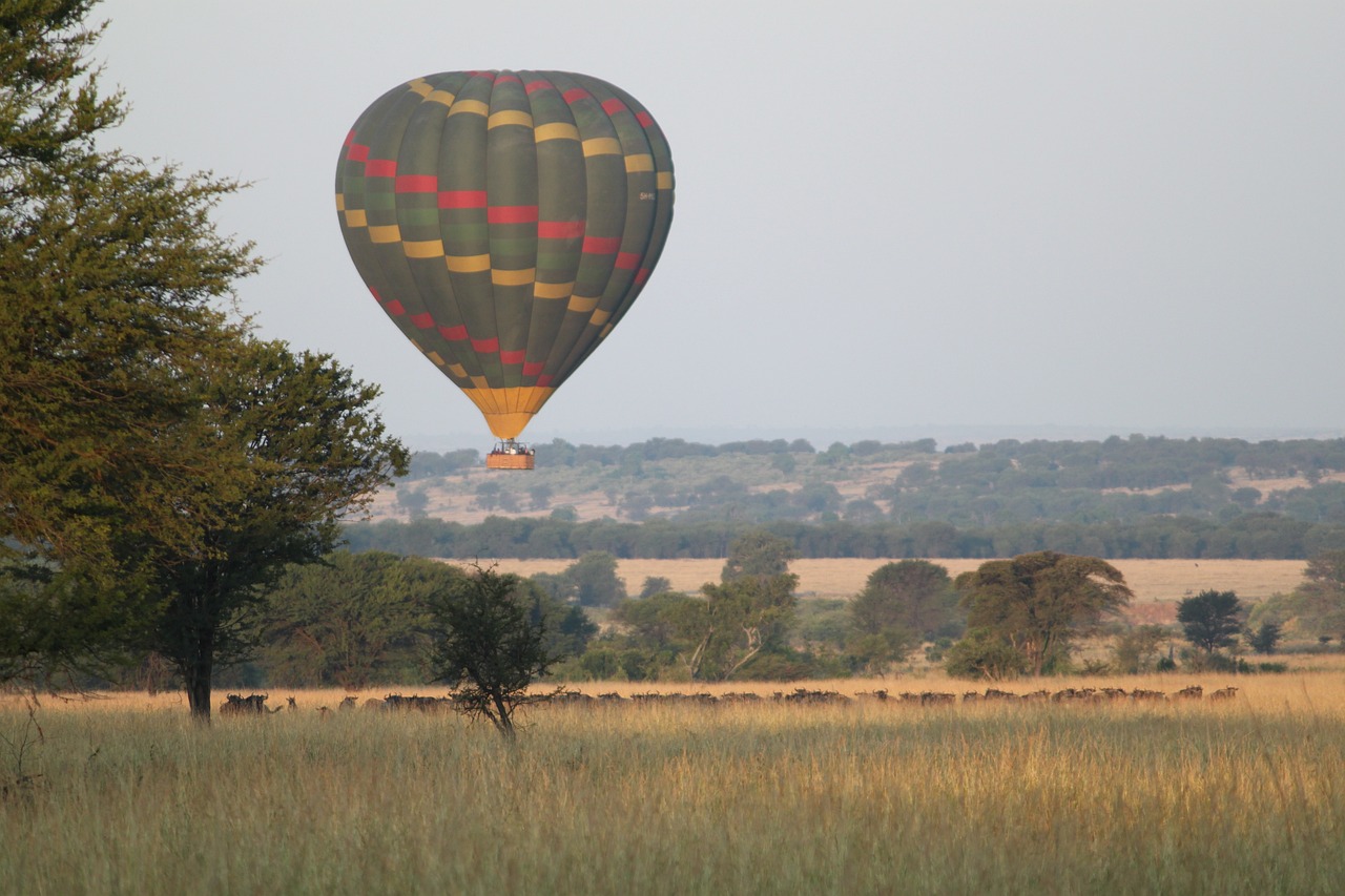 Hot air balloon safari over Masai Mara's savannah